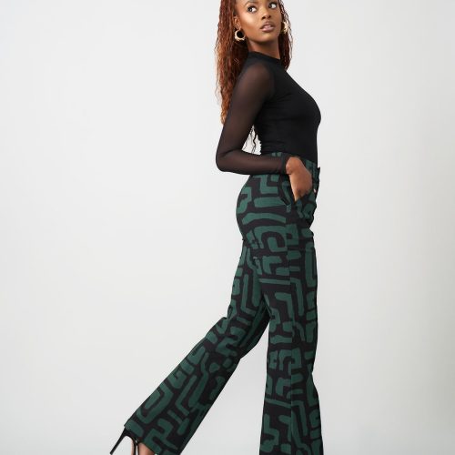 AbebeWomen sAfricanPrintStretchWideLegPants BlackMalachiteGeometric 02