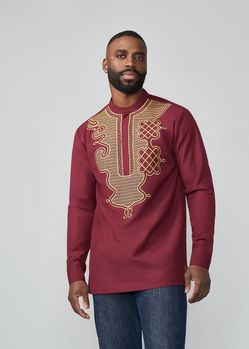 AframMen sAfricanEmbroideredTraditionalTop Maroon 2 b1e0fa47 460c 4fa3 a7bc 0ebe9e012de7