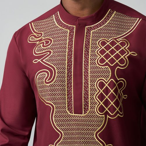 AframMen sAfricanEmbroideredTraditionalTop Maroon 3 afba7b04 6d47 4d0b 920e 60e47bba231c