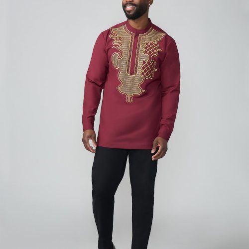 AframMen sAfricanEmbroideredTraditionalTop Maroon 4 81ff72e3 d898 4f26 aea4 03e7b67b0700