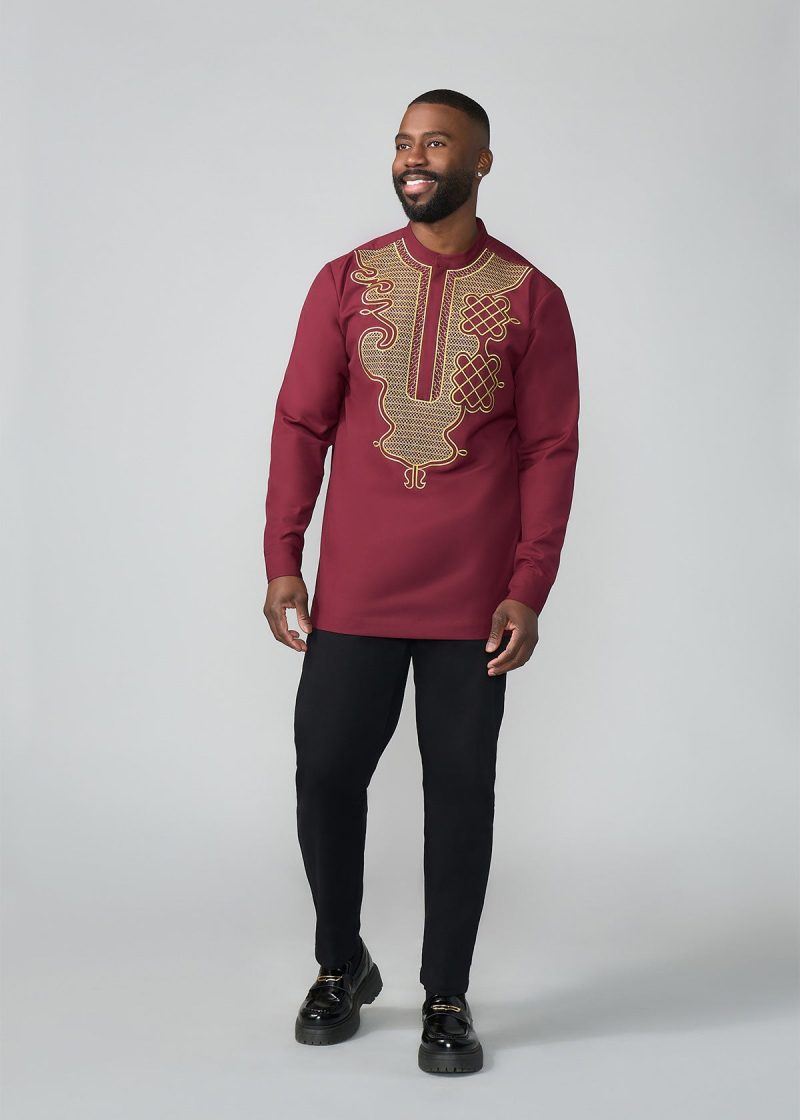 AframMen sAfricanEmbroideredTraditionalTop Maroon 4 81ff72e3 d898 4f26 aea4 03e7b67b0700