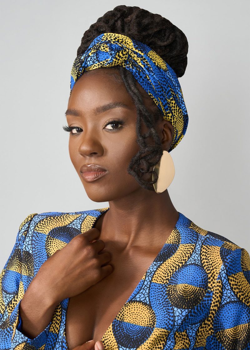 AfricanPrintHeadwrap Scarf BlueGoldCircles 1 32bf6155 a773 485c a4e9 e5f9eb8e9854