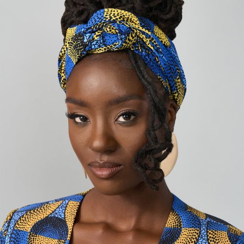 AfricanPrintHeadwrap Scarf BlueGoldCircles 2 b787131d 100f 47ab b6d8 26968a3ca8b5