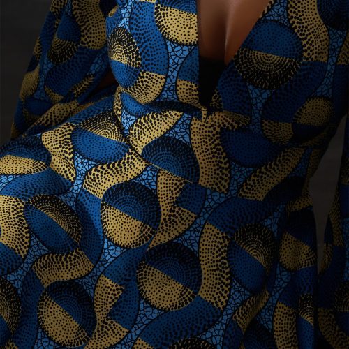 CaliWomen sAfricanPrintDress BlueGoldCircles 04