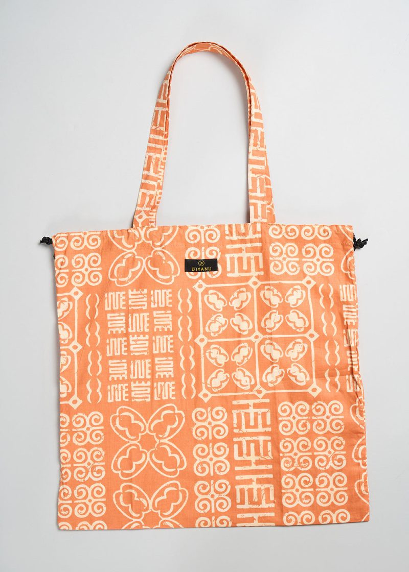 Ebuni African Print Tote Light Orange Adire 1