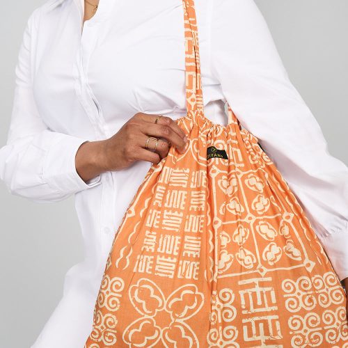 Ebuni African Print Tote Light Orange Adire 3