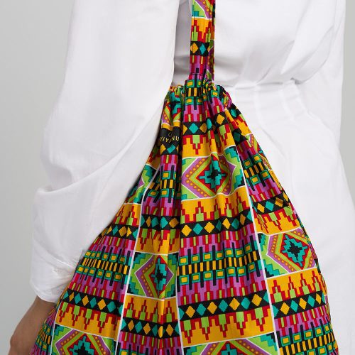 Ebuni African Print Tote Lilac Yellow Tribal 3