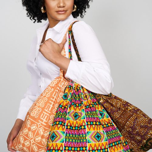 Ebuni African Print Tote Lilac Yellow Tribal 4