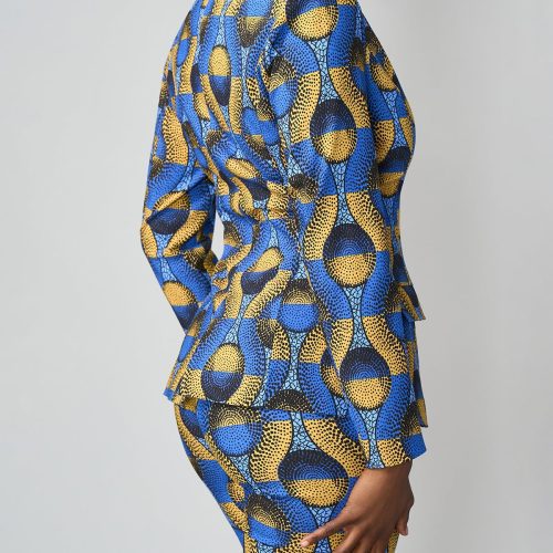 FafaWomen sAfricanPrintStretchZip UpBlazer BlueGoldCircles 10 a097baad b666 4677 945d 8094467740e1