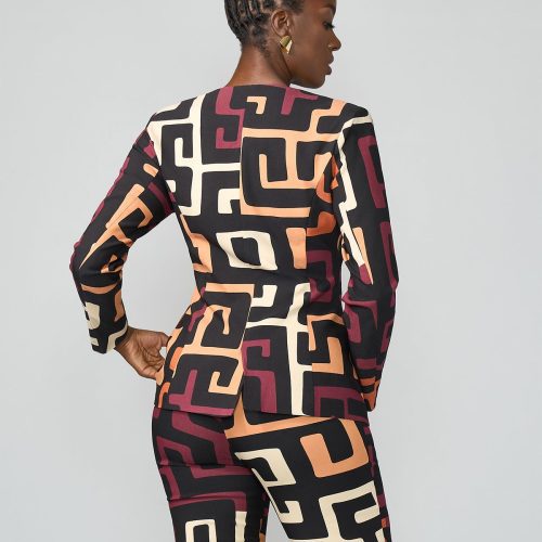 FafaWomen sAfricanPrintStretchZip UpBlazer NeutralKubaGeometric 09 88fe41df bc4c 4815 b583 211ccd92a1fc