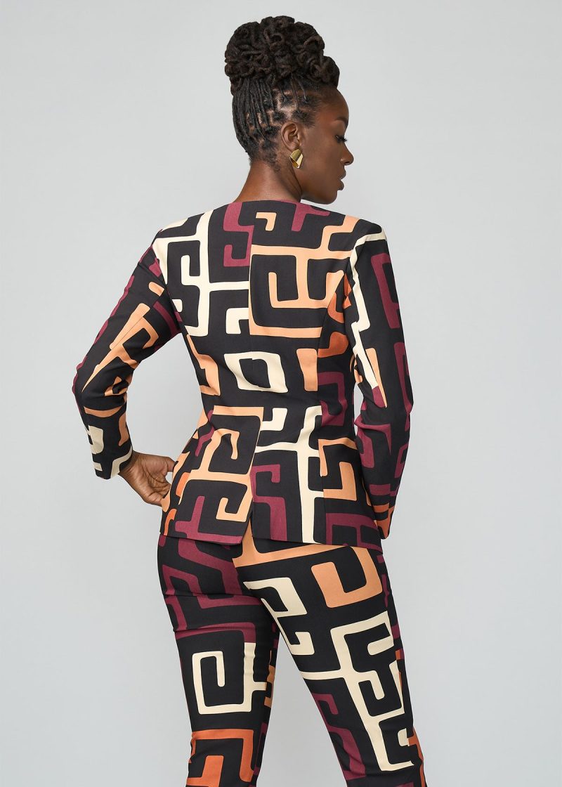 FafaWomen sAfricanPrintStretchZip UpBlazer NeutralKubaGeometric 09 88fe41df bc4c 4815 b583 211ccd92a1fc