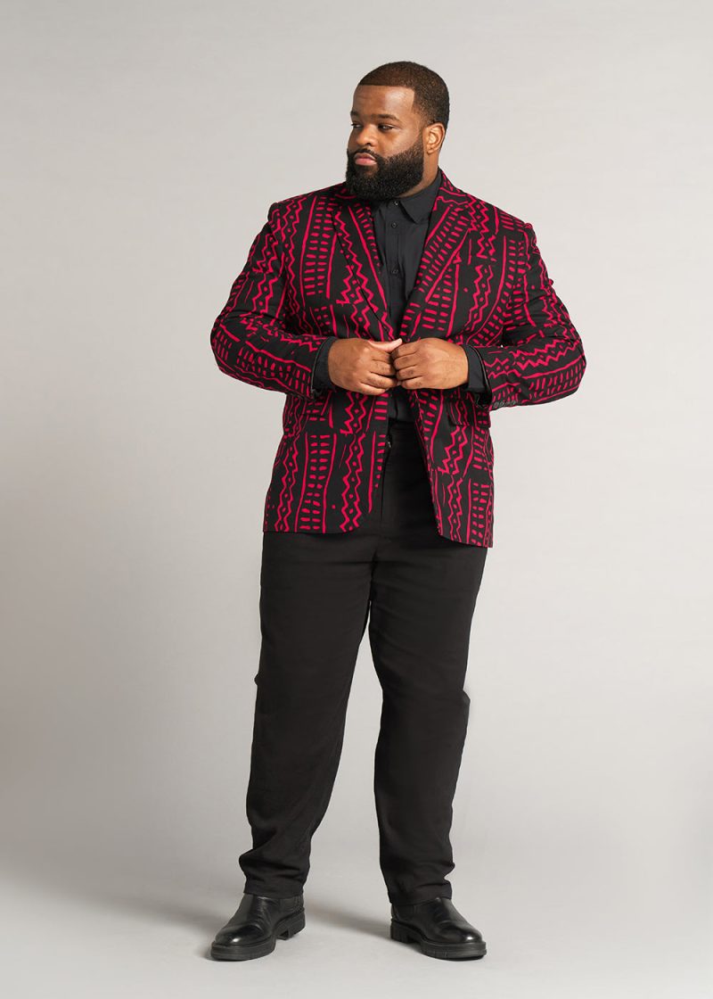 HamiMen sAfricanPrintLightweightBlazer BlackMagentaTribal 16