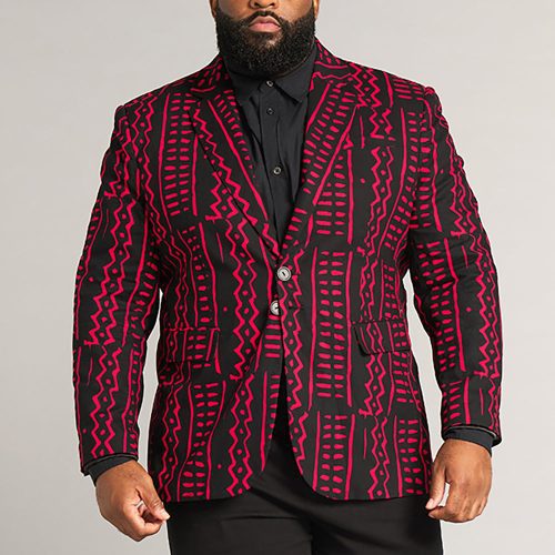 HamiMen sAfricanPrintLightweightBlazer BlackMagentaTribal 17