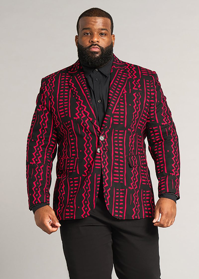 HamiMen sAfricanPrintLightweightBlazer BlackMagentaTribal 17