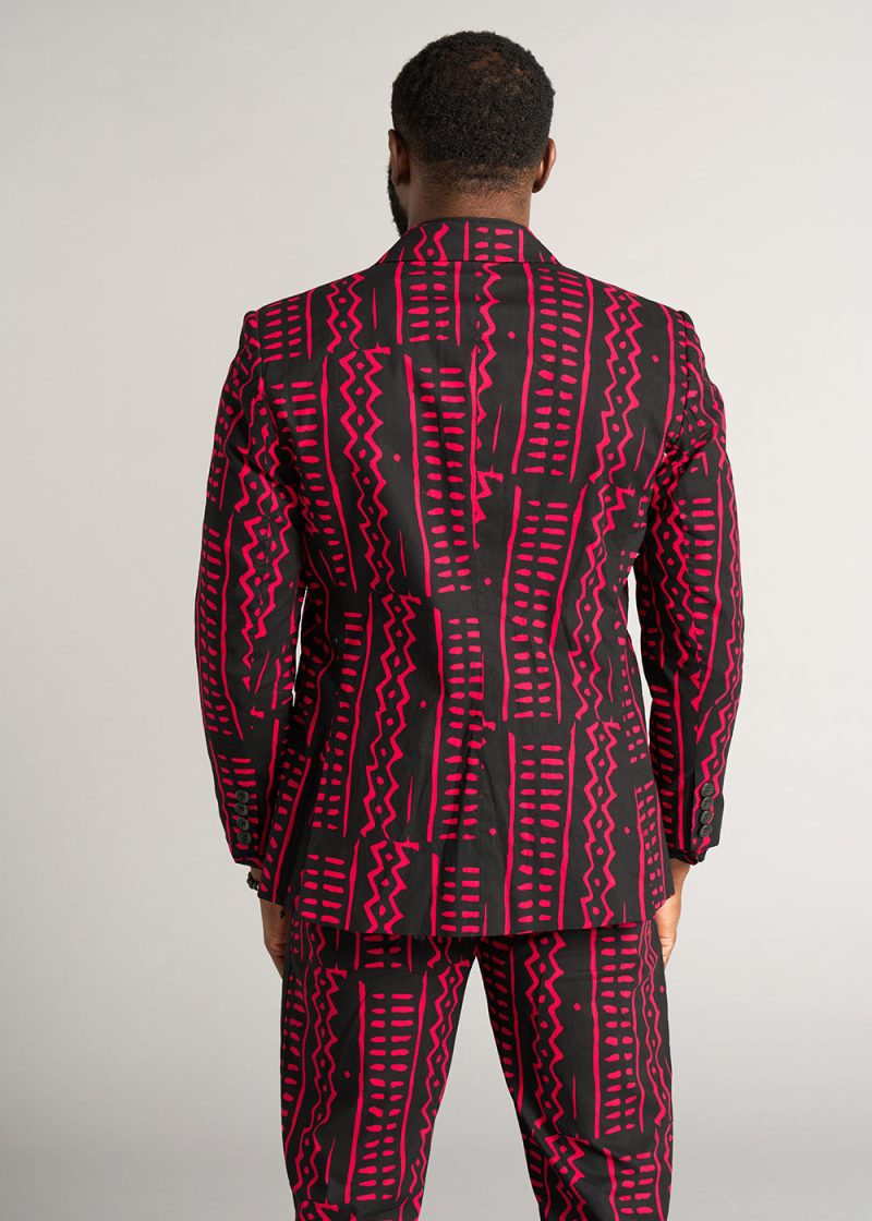 HamiMen sAfricanPrintLightweightBlazer BlackMagentaTribal 4