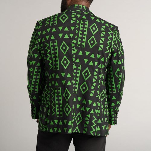 HamiMen sAfricanPrintLightweightBlazer MossBlackGeometric 12