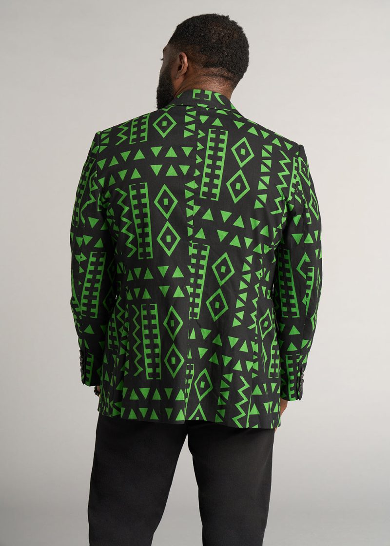 HamiMen sAfricanPrintLightweightBlazer MossBlackGeometric 12