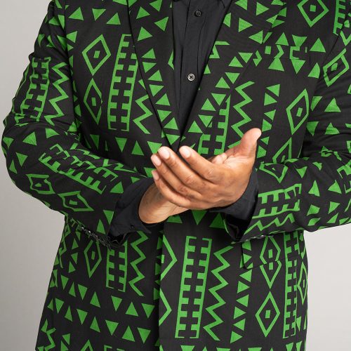 HamiMen sAfricanPrintLightweightBlazer MossBlackGeometric 7