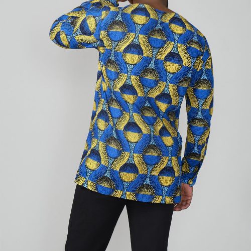 IbrahimAfricanPrintTraditionalTop BlueGoldCircles 3 2cf2f49b eab7 4bd4 9c68 fc95865b4c3b