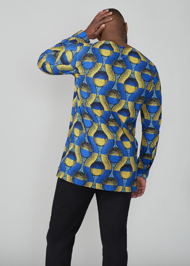 IbrahimAfricanPrintTraditionalTop BlueGoldCircles 3 2cf2f49b eab7 4bd4 9c68 fc95865b4c3b