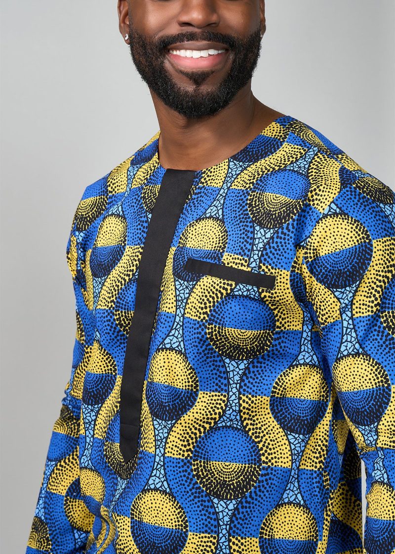 IbrahimAfricanPrintTraditionalTop BlueGoldCircles 6 6d463b1d 2e32 4407 8187 b8b778b43a1c