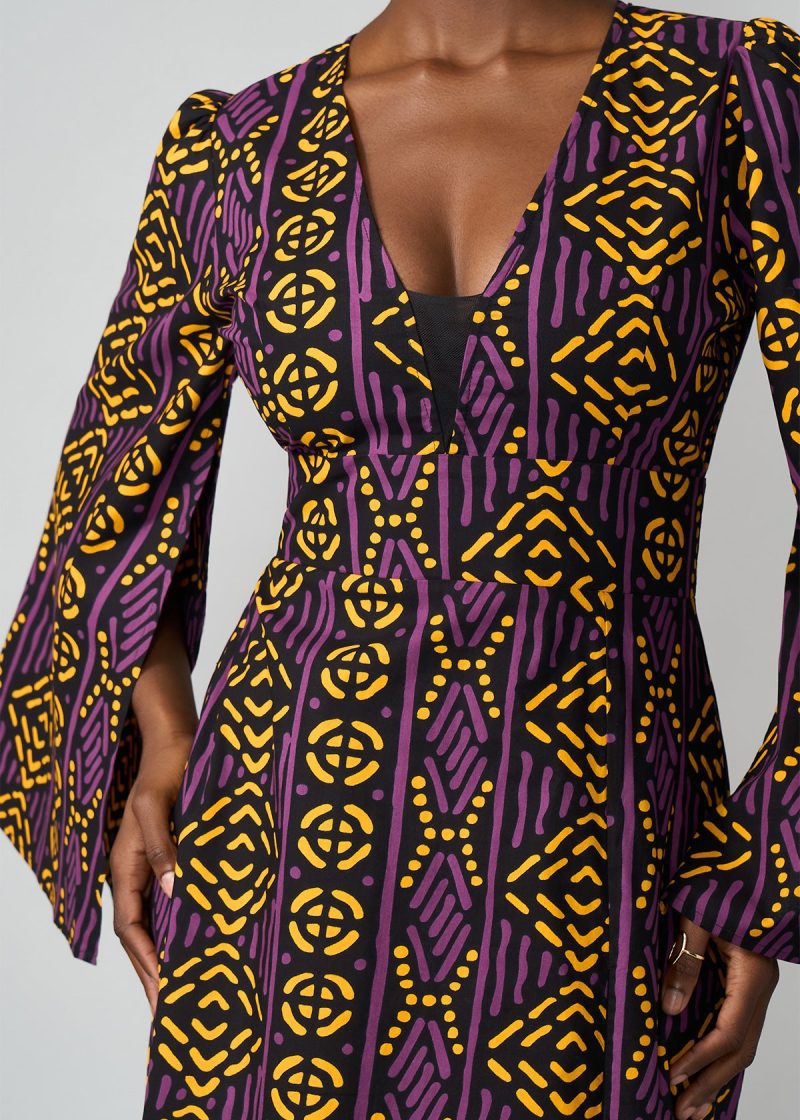 LiyaWomen sAfricanPrintMaxiDress GoldPurpleMudcloth 6 cd23128f ccce 41da a7a7 8c076d8133e6