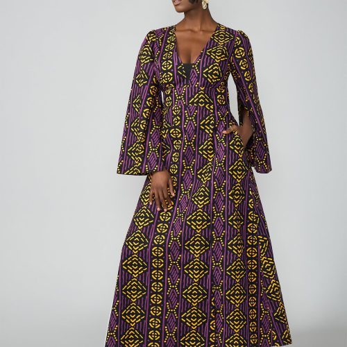 LiyaWomen sAfricanPrintMaxiDress GoldPurpleMudcloth 8 6711f278 f1e0 4738 9307 61da889549ca