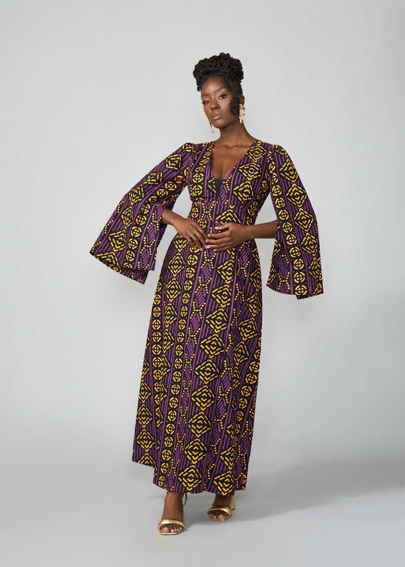 LiyaWomen sAfricanPrintMaxiDress GoldPurpleMudcloth 9 388e1a82 7da0 4ce8 9df9 c122879e1121