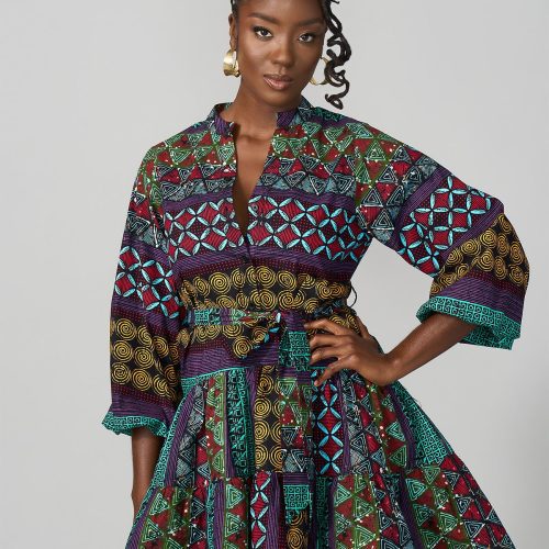 MaliaWomen sAfricanDress TealMaroonMultipattern 14