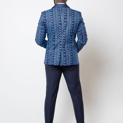 Mens Enofe African Print Color Blocked Blazer Blue Navy Mudcloth 5