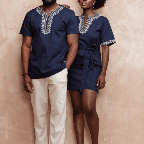 Mens Lubanzi Traditional Shirt Navy2