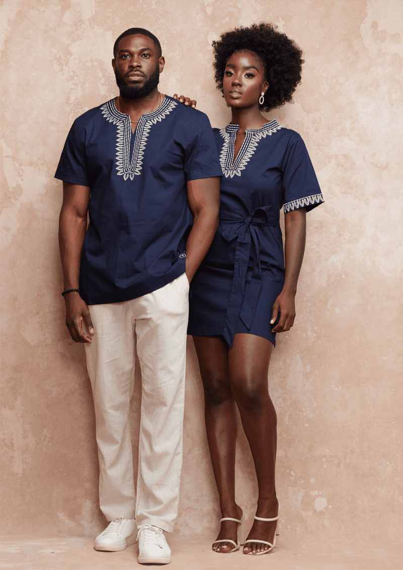 Mens Lubanzi Traditional Shirt Navy2