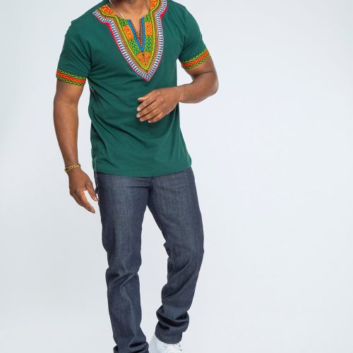 Mens dashiki forest green1