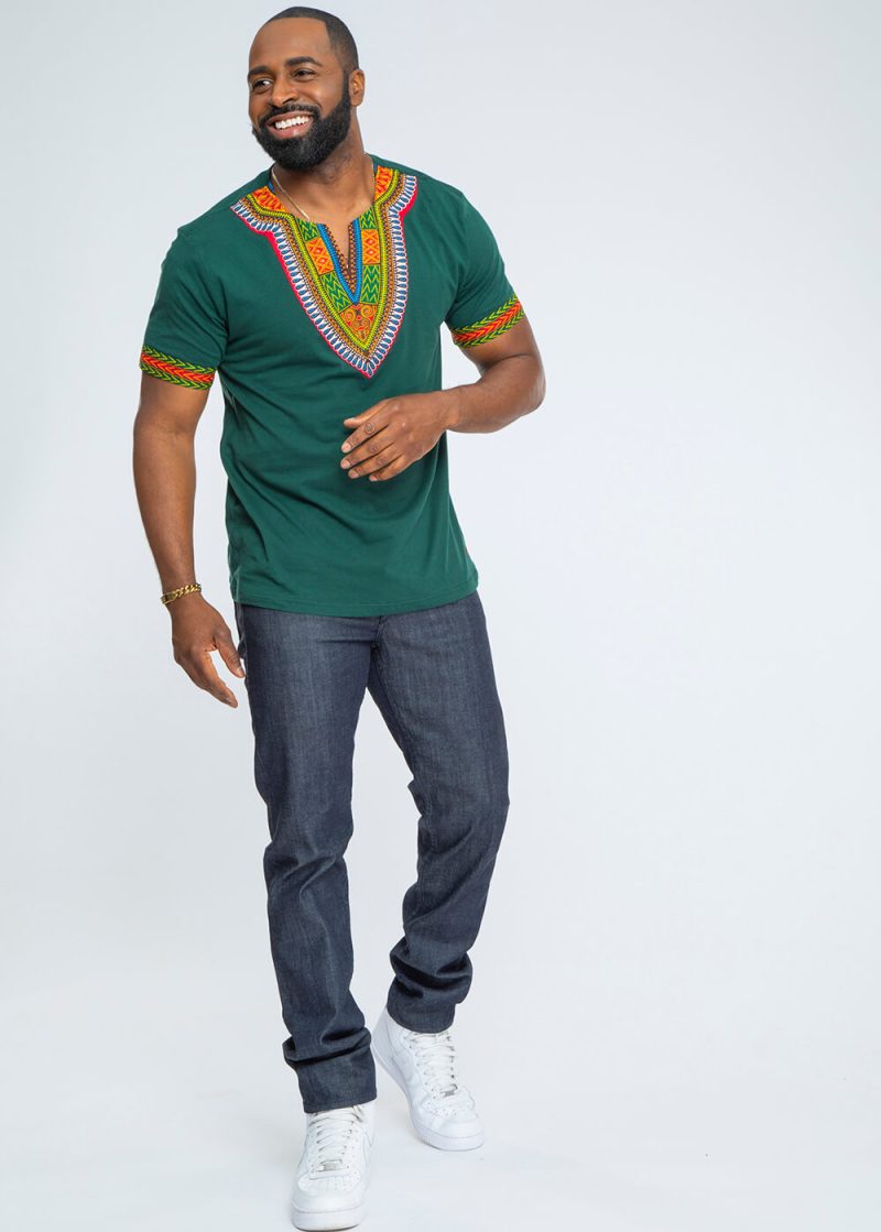 Mens dashiki forest green1