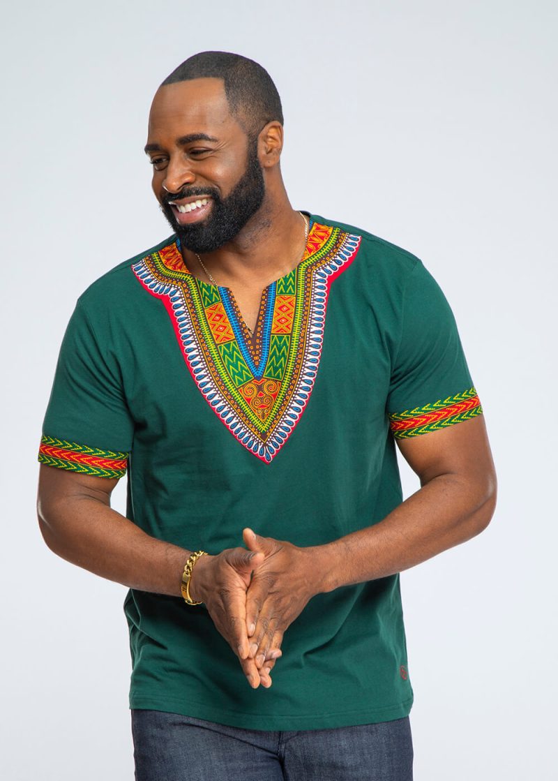 Mens dashiki forest green4