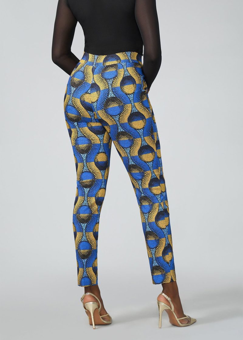 TaliaWomen sAfricanPrintStretchPants BlueGoldCircles 2 94cd9c24 8304 4a88 8f47 95528d002682