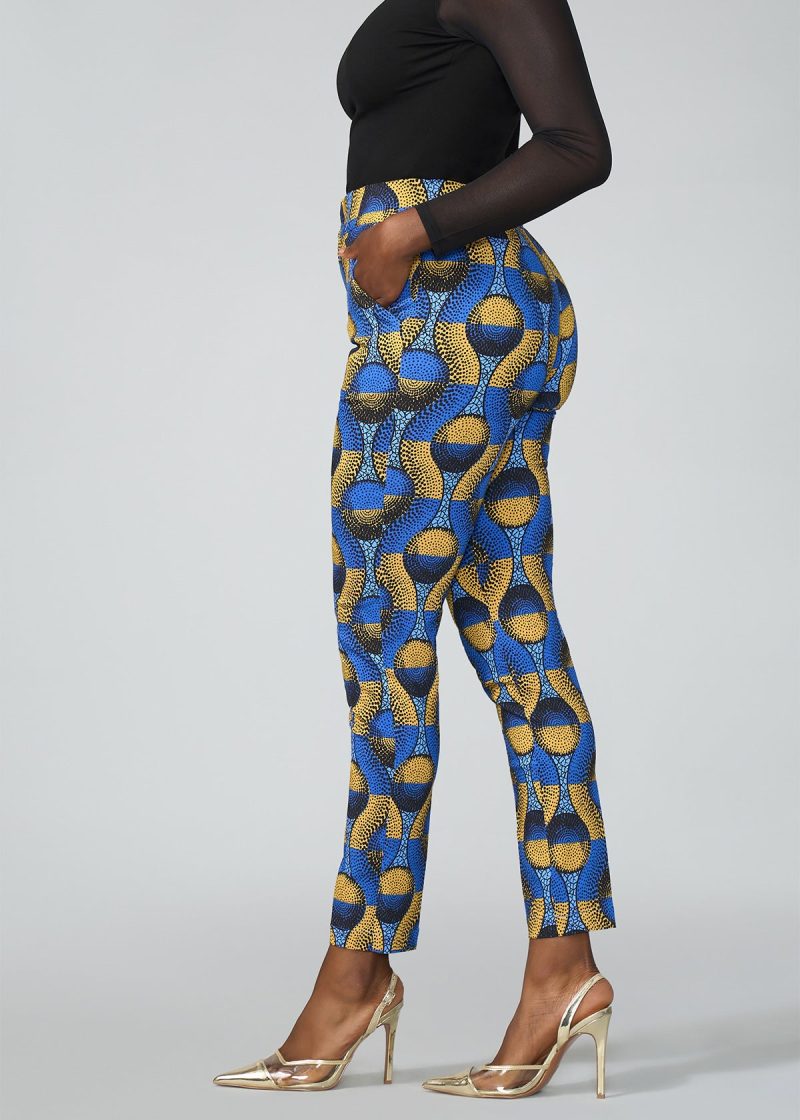 TaliaWomen sAfricanPrintStretchPants BlueGoldCircles 6 ef6272ac 1f0b 4006 a0c1 91661096b499