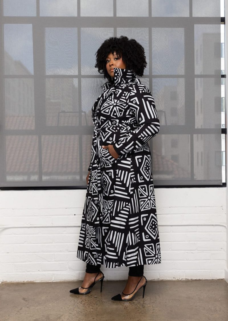 TarajiWomen sAfricanPrintMaxiTrenchCoat GrayscaleTribal 10 6966f1c9 b5fa 4822 97e4 4ddc861e746b