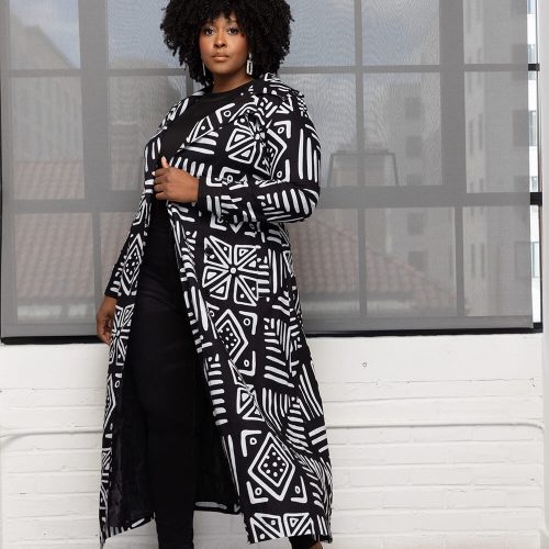 TarajiWomen sAfricanPrintMaxiTrenchCoat GrayscaleTribal 1 bf2a70e8 b0d6 4dcd 846d 2b480e722142