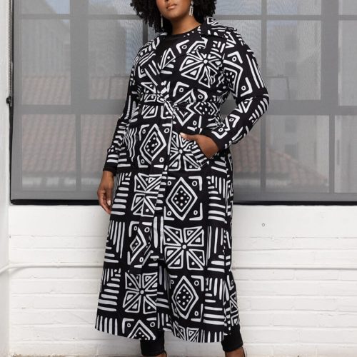 TarajiWomen sAfricanPrintMaxiTrenchCoat GrayscaleTribal 6 8caca00d a62b 46dd bb45 da333c0f1035