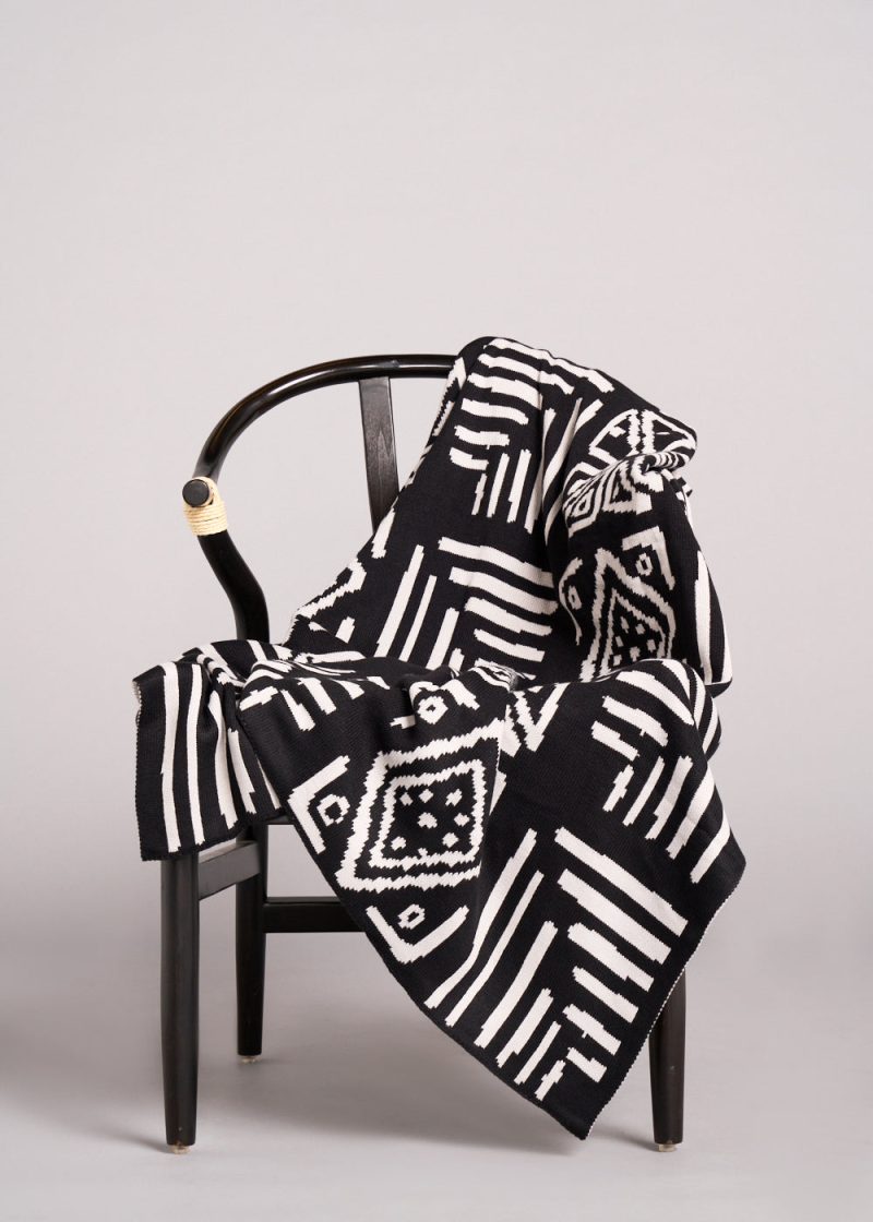 Unisex Ibora AfricanPrintBlanket GrayscaleTribal