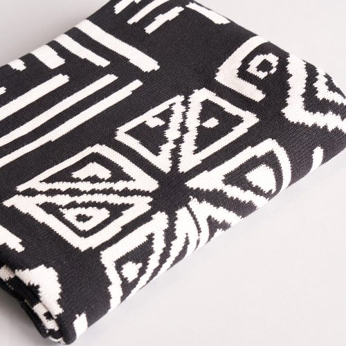 Unisex Ibora AfricanPrintBlanket GrayscaleTribal2